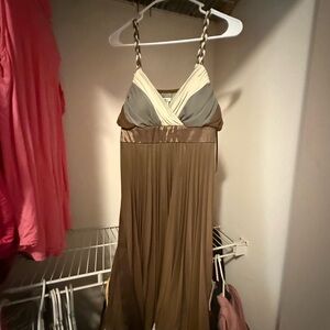 Brown and Cream Dress with Sage Accent